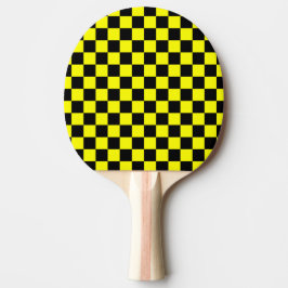 Raquete De Ping Pong Padrão de Verificação Preto Amarelo