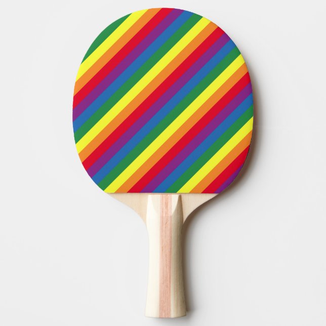 Raquete De Ping Pong Padrão Diagonal do Arco-Íris (Frente)