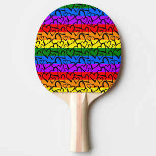 Raquete De Ping Pong Padrão do Coração Arco-Íris
