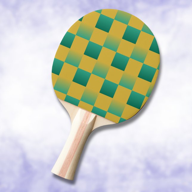 Raquete De Ping Pong Padrão elegante em verde e ouro (Criador carregado)