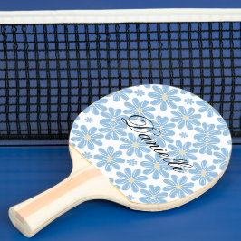 Raquete De Ping Pong Padrão Floral Azul - Pino Pong Ping Personalizado