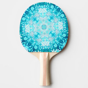 Raquete De Ping Pong Padrão Floral Azul Turquesa
