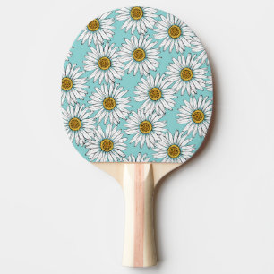 Raquete De Ping Pong Padrão Floral da margarida azul