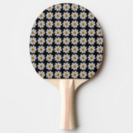 Raquete De Ping Pong Padrão Floral de Dahlia Branca em Preto