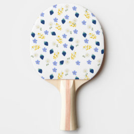 Raquete De Ping Pong Padrão Floral de Flor Silvestre e Amora