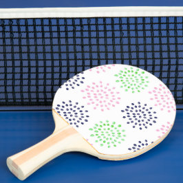 Raquete De Ping Pong Padrão Floral de Flor Verde Marinho Cor-de-Água Ro