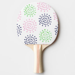 Raquete De Ping Pong Padrão Floral de Flor Verde Marinho Cor-de-Água Ro