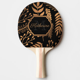 Raquete De Ping Pong Padrão Floral do ouro