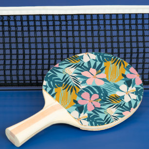 Raquete De Ping Pong Padrão Floral Tropical de Hibiscus