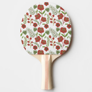Raquete De Ping Pong Padrão floral vermelho sem costura sobre fundo bra