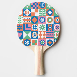 Raquete De Ping Pong Padrão Folclórico Escandinavo abstrato