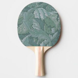 Raquete De Ping Pong Padrão Folha de Acanto Azul Teal de William Morris