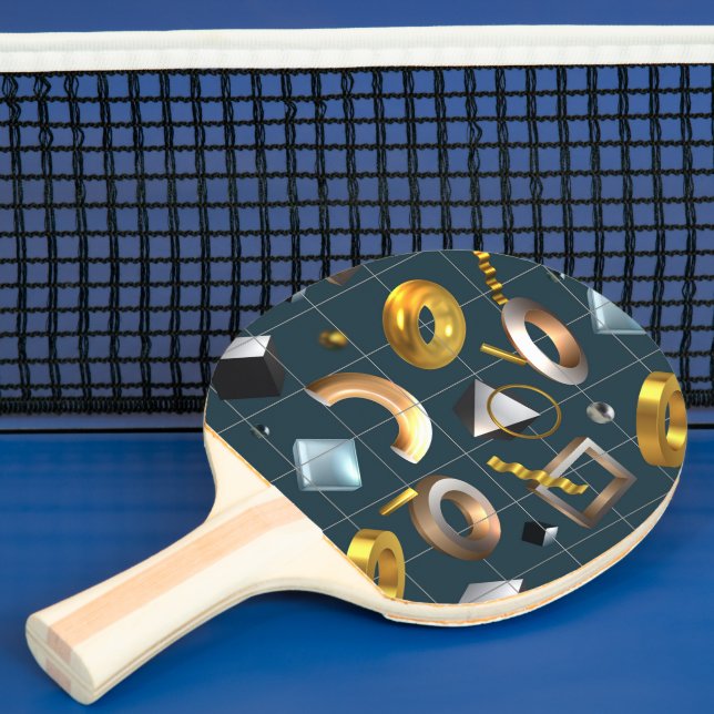 Raquete De Ping Pong Padrão Geométrico 3D (Insitu)