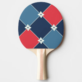 Raquete De Ping Pong Padrão Geométrico Argila Retro Azul Vermelho