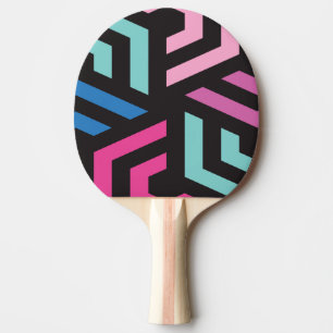 Raquete De Ping Pong Padrão Geométrico Colorido