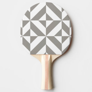 Raquete De Ping Pong Padrão Geométrico Deco Cube da Cinza de Prata