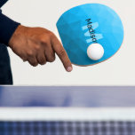 Raquete De Ping Pong Padrão geométrico do gradiente ciano azul Monogram<br><div class="desc">Monograma Personalize com seu nome e inicial personalizados. Malha geométrica do triângulo com gradiente ombre azul claro. padrão,  ombre,  mesh,  triângulos,  geometria,  gradiente,  legal,  triângulo,  brilhante,  azul,  ciano</div>