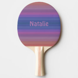 Raquete De Ping Pong Padrão Laranja Azul Roxo Stripes com Nome