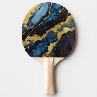 Raquete De Ping Pong Padrão Marble Azul com Dourado