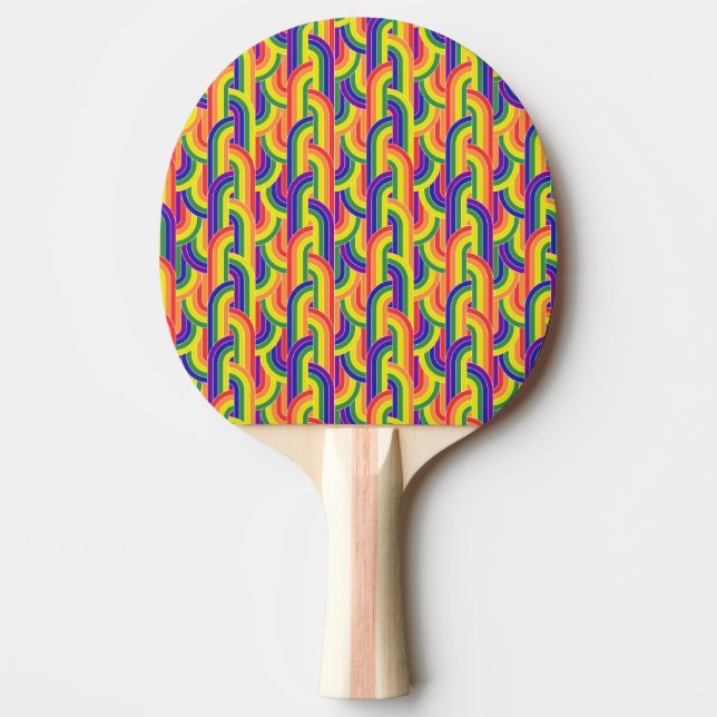 Raquete De Ping Pong Padrão moderno do arco-íris (Frente)