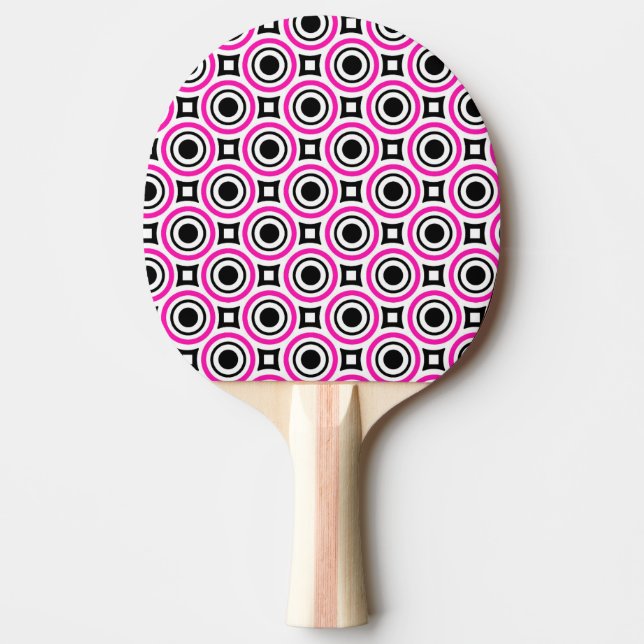 Raquete De Ping Pong Padrão Preto e Rosa do Mod 60 (Frente)