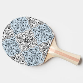 Raquete De Ping Pong Padrão Rococó Azul Floresce