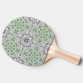 Raquete De Ping Pong Padrão Rococó Verde Floresce