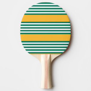 Raquete De Ping Pong Padrão verde e branco de cinco faixas com amarelo