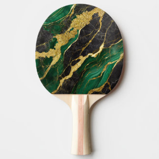 Raquete De Ping Pong Padrão Verde Marble com Dourado