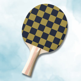 Raquete De Ping Pong Padrão Verificado Dourado e Marinho Elegante
