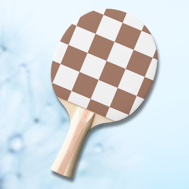 Raquete De Ping Pong Padrão verificado em branco e Mocha Mousse (Criador carregado)