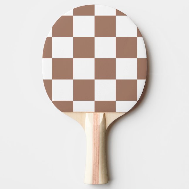 Raquete De Ping Pong Padrão verificado em branco e Mocha Mousse (Frente)