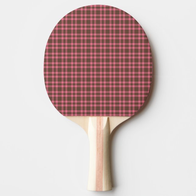 Raquete De Ping Pong Padrão Xadrez Rosa Marrom (Frente)