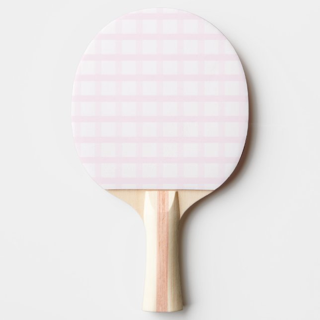 Raquete De Ping Pong Padrão Xadrez Rosa Pastel e Rosa Quartzo (Frente)
