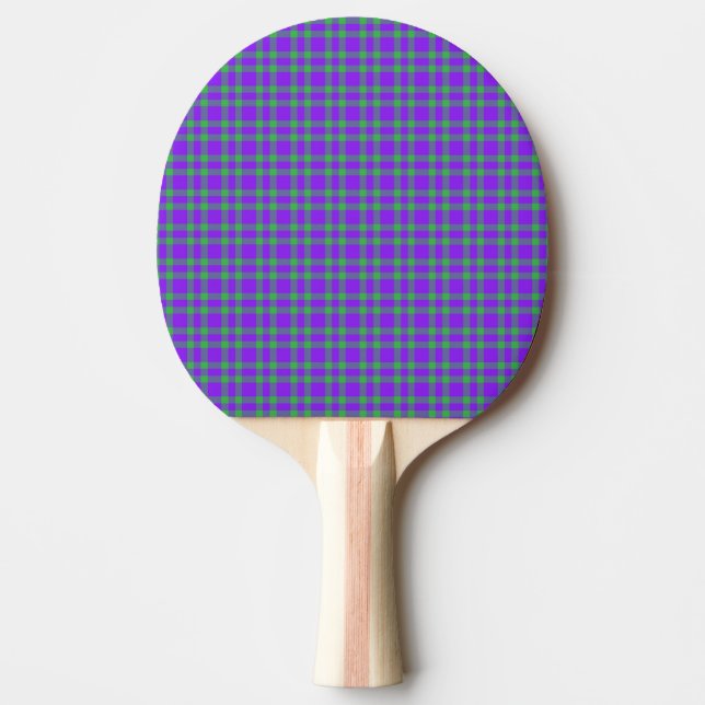 Raquete De Ping Pong Padrão Xadrez Verde Roxo (Frente)