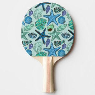Raquete De Ping Pong Padrões De Costeletas Azuis E De Peixe De Estrela