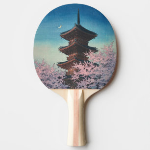 Raquete De Ping Pong Pagode de uma tarde de primavera em xilogravura ja