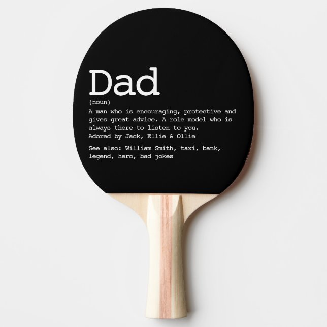 Raquete De Ping Pong Pai Personalizado Definição Moderna Preto (Frente)