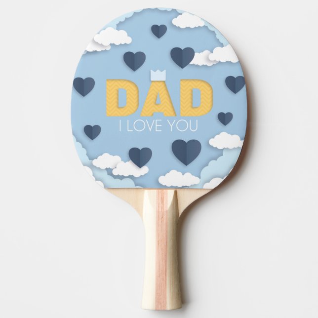 Raquete De Ping Pong Pai que te amo, presente dia de os pais (Frente)