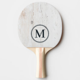 Raquete De Ping Pong Painted White Wood Monogram