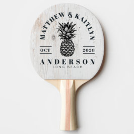 Raquete De Ping Pong Painted White Wood Tropical Pineapple WeddingCrest