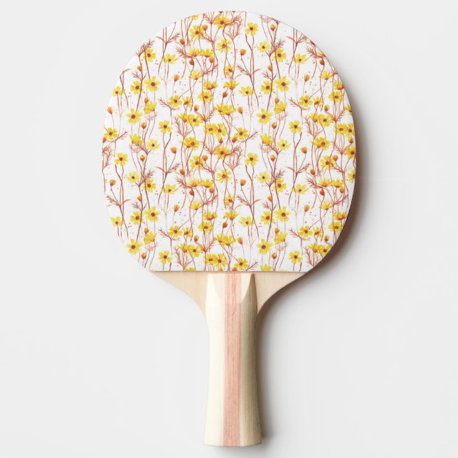 Raquete De Ping Pong Painted Yellow Daisies (Frente)