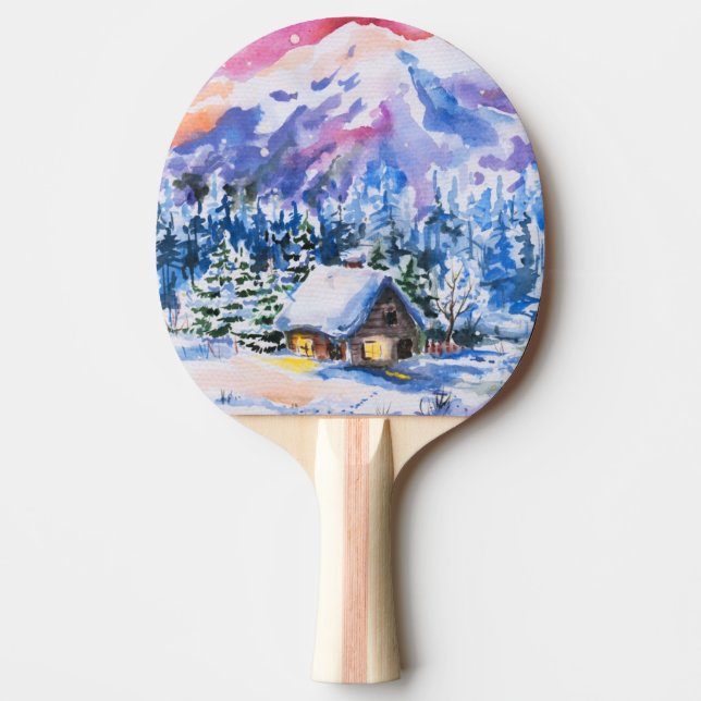 Raquete De Ping Pong Paisagem do inverno (Frente)