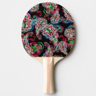 Raquete De Ping Pong Paisley Floral, Fundo Étnico.