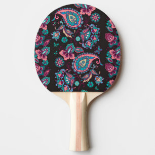 Raquete De Ping Pong Paisley Stripe: Decorativa Negra Sem Semente