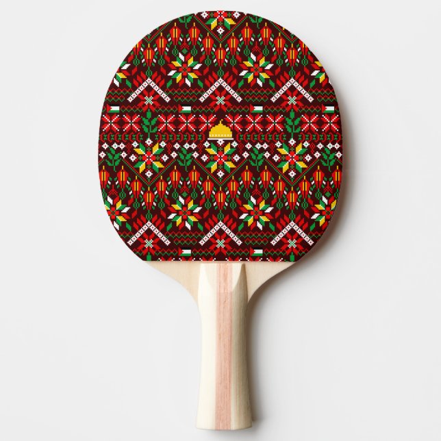 Raquete De Ping Pong Palestina Tatreez Embroderia Tradicional (Frente)