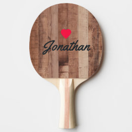 Raquete De Ping Pong Pallet Wood Board Vintage Heart Signature
