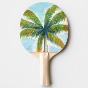 Raquete De Ping Pong Palmeira tropical de praia num dia ensolarado