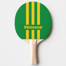 Raquete De Ping Pong Palmeira Tropical Retrô com Três Listras e Nome