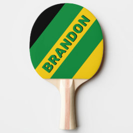 Raquete De Ping Pong Palmeira Tropical Retro Listras Negritas com Nome